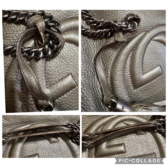 Auth Gucci Pebbled Leather Soho Chain Tote - Picture 9 of 9